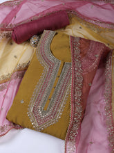 Embroidery Chanderi Unstitched Suit With Dupatta